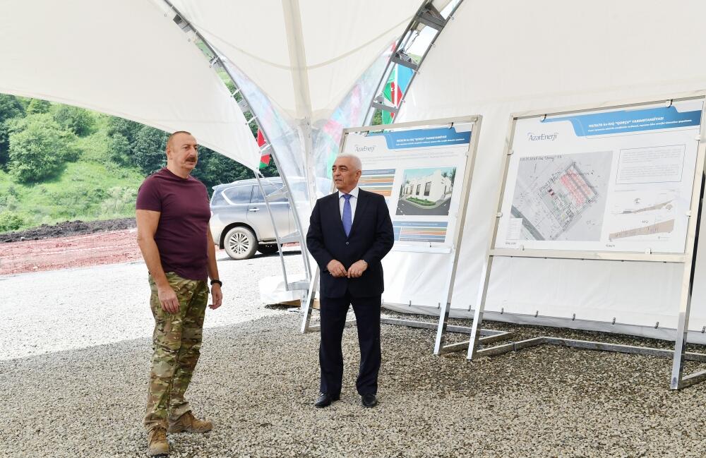 Президент Ильхам Алиев ознакомился с работами на 110-киловольтной электрической подстанции “Горчу” в Лачинском районе