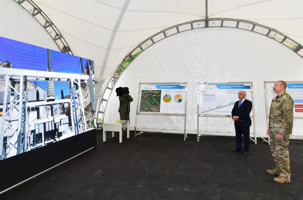 Президент Ильхам Алиев побывал на строящейся малой гидроэлектростанции “Чираг-1” в Кяльбаджарском районе