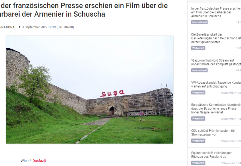 Ermənilərin Şuşada törətdikləri vandalizm haqqında film Avstriya mediasında da yayımlanıb
