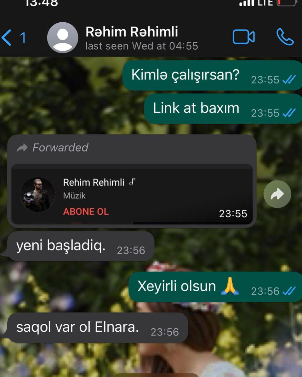 Rəhim Rəhimlinin son "Whatsapp" yazışmaları