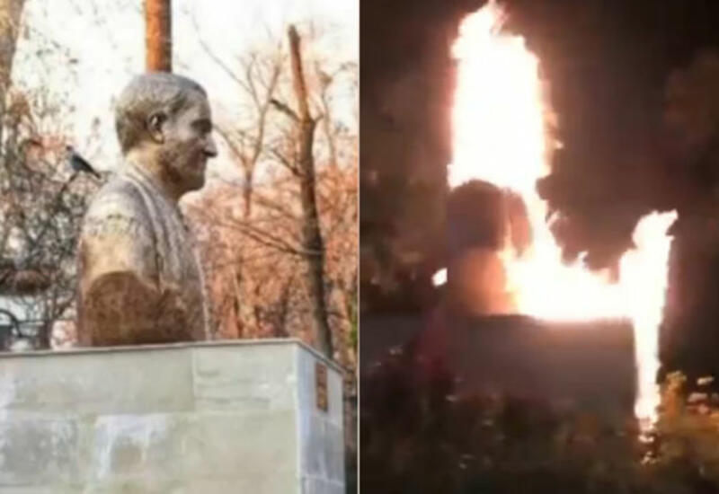 В Тегеране подожгли памятник Касема Сулеймани
