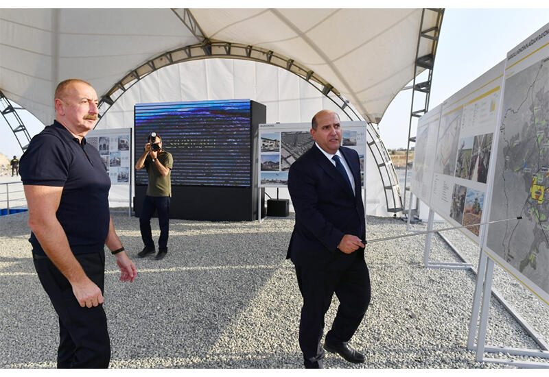 Президент Ильхам Алиев принял участие в церемонии закладки фундамента села Сарыджалы Агдамского района