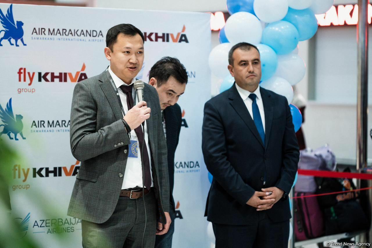 Как в аэропорту Самарканда торжественно встретили первый рейс из Баку