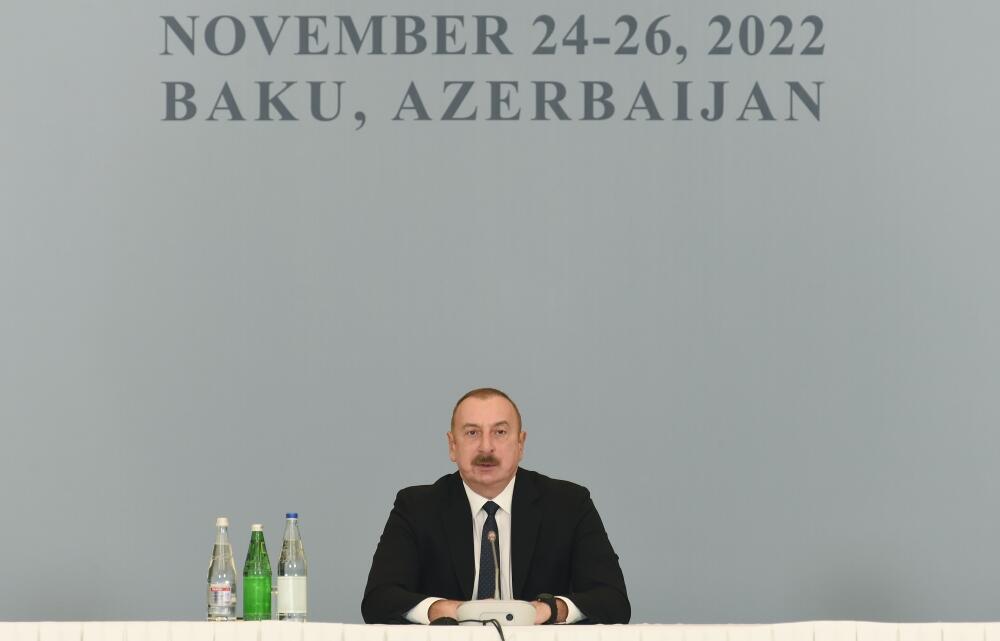 Президент Ильхам Алиев принял участие в международной конференции в Баку на тему «Вдоль Среднего коридора: геополитика, безопасность и экономика»