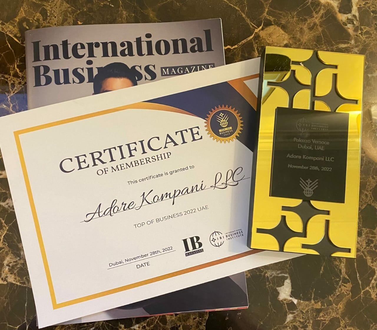 «Adore Kompani» получила награду как «Самый успешный бизнес года»