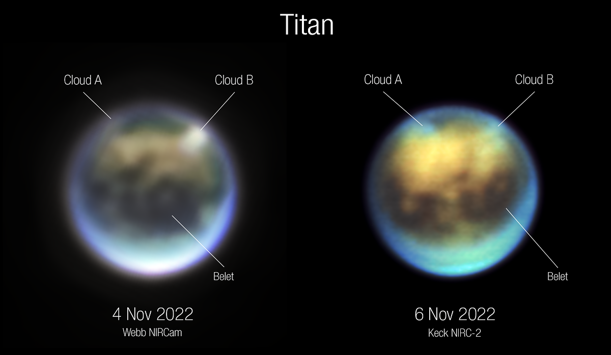 Облака на Титане впервые сумели сфотографировать