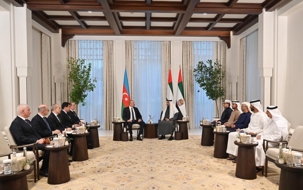 Состоялась встреча Президента Ильхама Алиева с Президентом ОАЭ шейхом Мухаммедом бен Заидом Аль Нахайяном