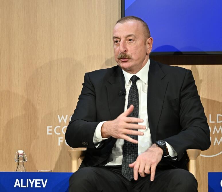 Президент Ильхам Алиев принял участие на панельной дискуссии на тему «Евразийский Средний коридор: от тропы до шоссе» в рамках Давосского форума