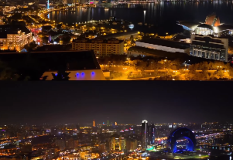 Красивая панорама ночного Баку