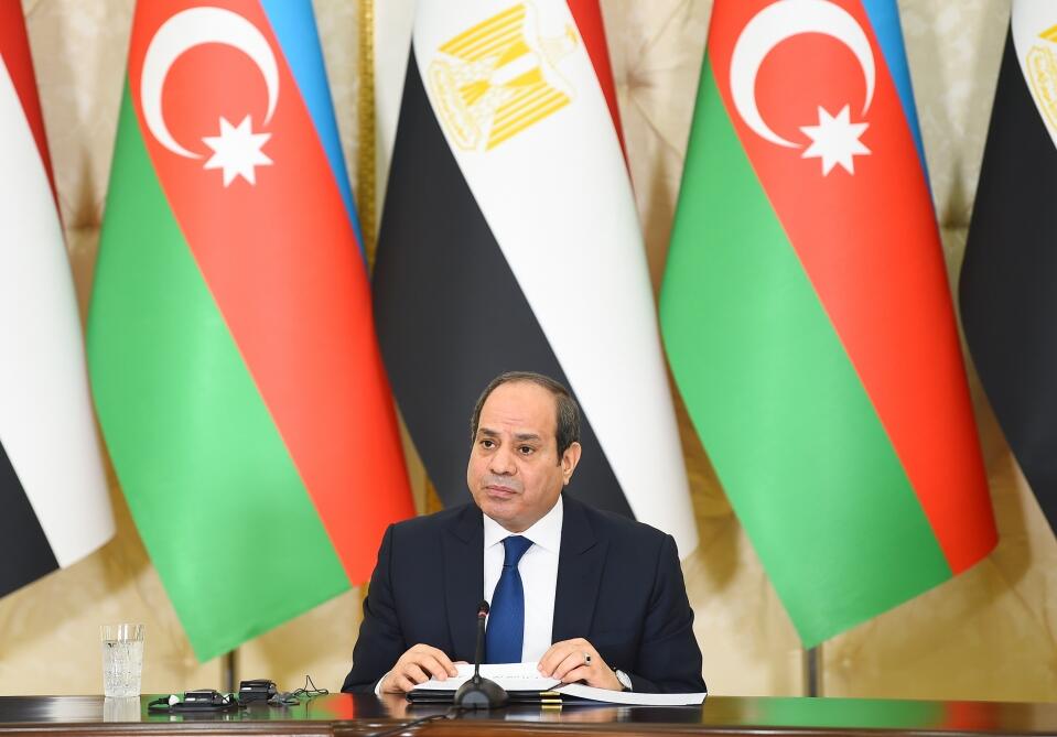 Президенты Азербайджана и Египта выступили с заявлениями для прессы