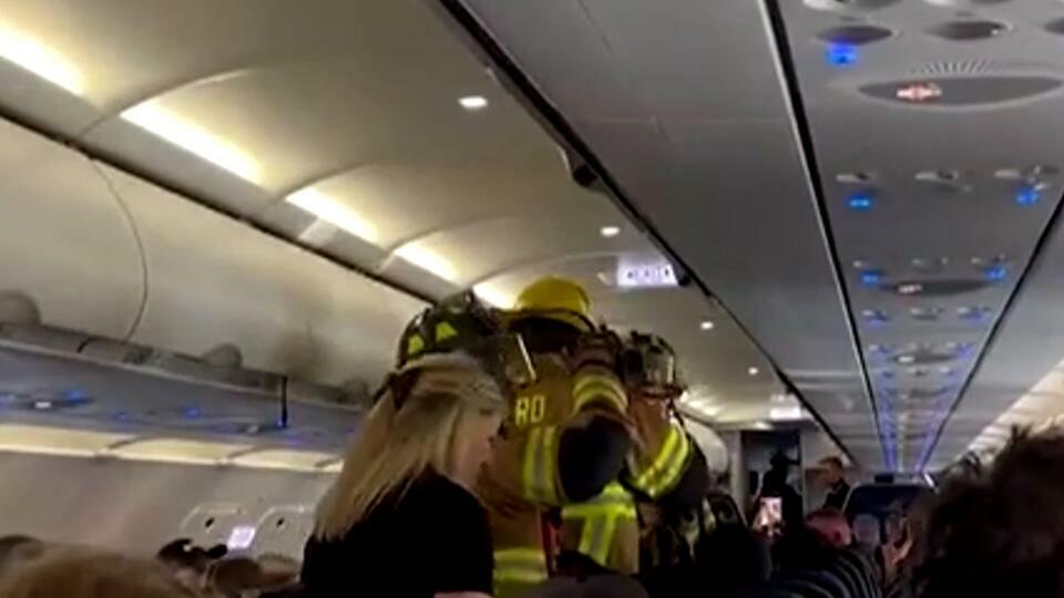 Пожар на борту самолета в США