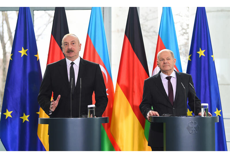 Президент Ильхам Алиев и Канцлер Олаф Шольц провели совместную пресс-конференцию