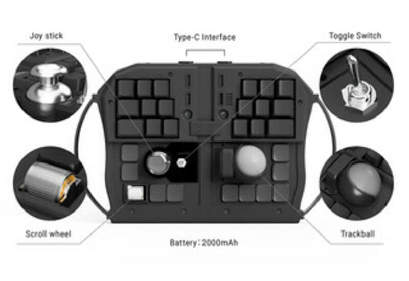 Представлена складная клавиатура, способная превращаться в ручной контроллер