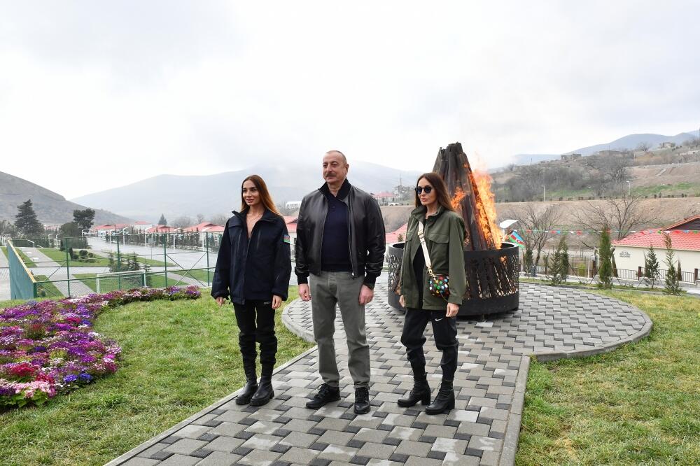Президент Ильхам Алиев зажег новрузовский костер в селе Талыш и поздравил азербайджанский народ с праздником