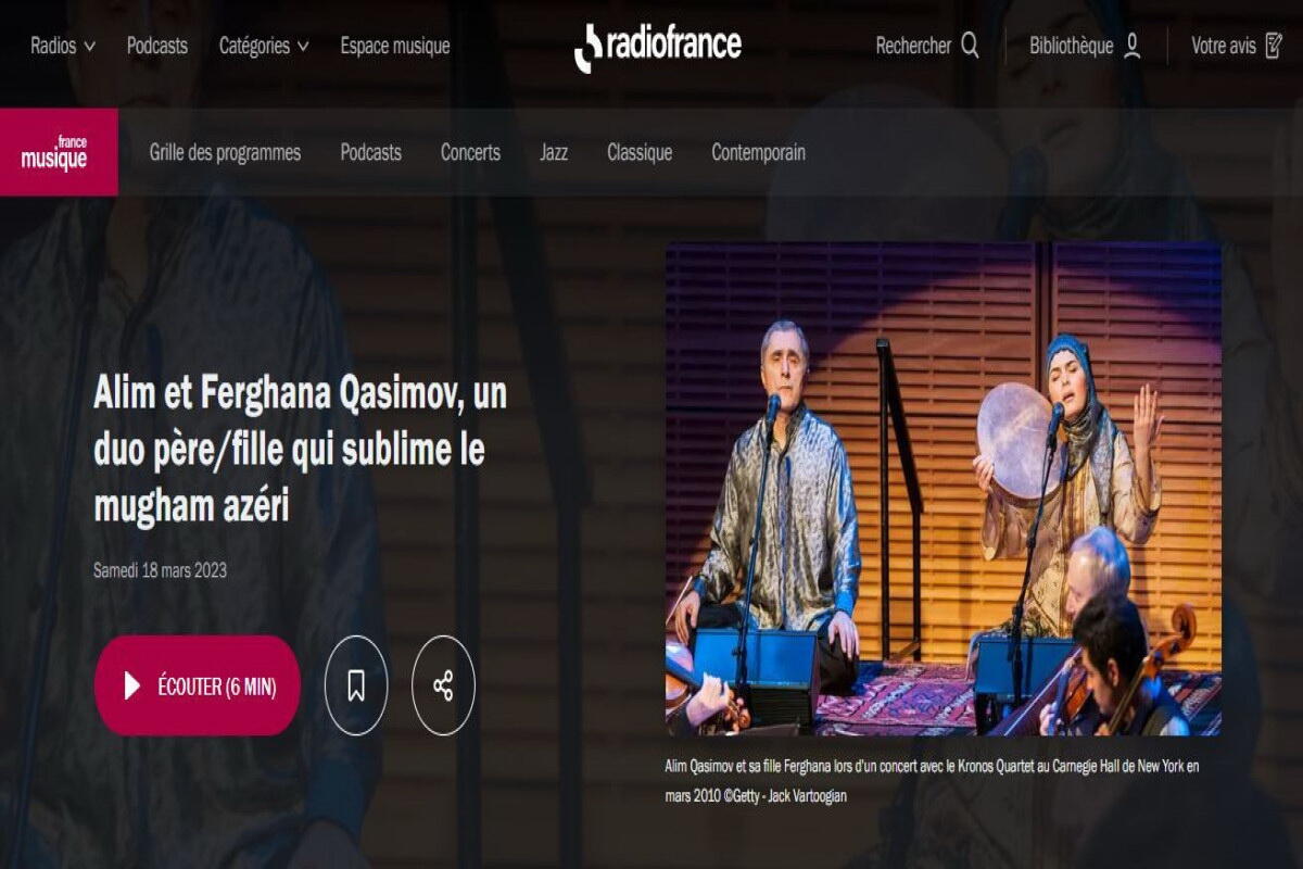 Radio France подготовило материал об азербайджанском мугаме и ханенде Алиме Гасымове