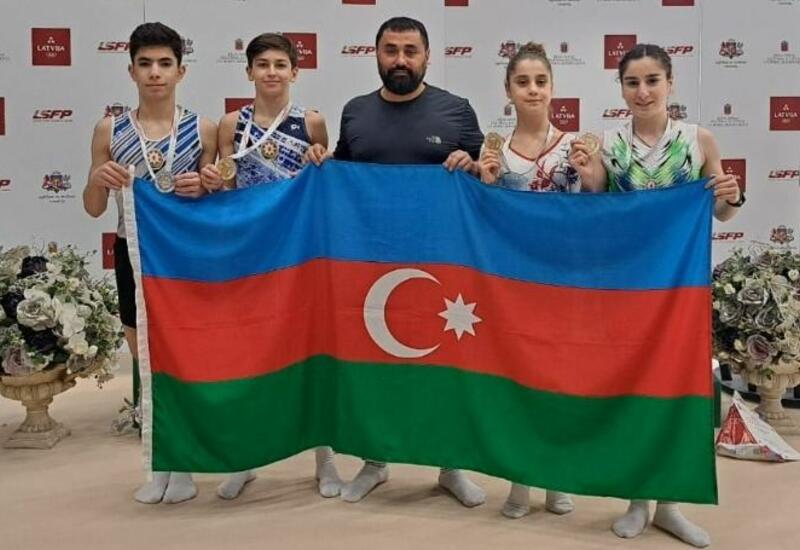 Азербайджанские гимнасты завоевали три "золота" и одно "серебро" на Международном турнире по прыжкам на батуте в Риге