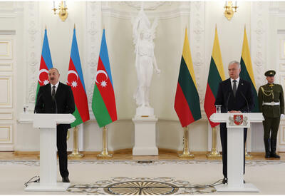 Президент Ильхам Алиев и Президент Гитанас Науседа выступили с заявлениями для прессы - ФОТО - ВИДЕО