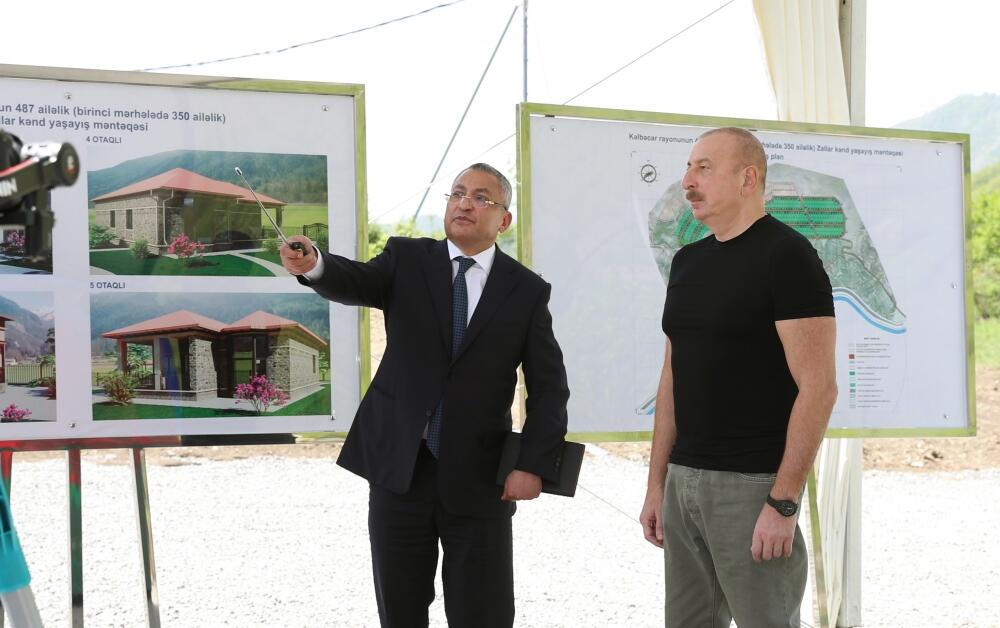 Президент Ильхам Алиев принял участие в церемонии закладки фундамента села Заллар Кяльбаджарского района