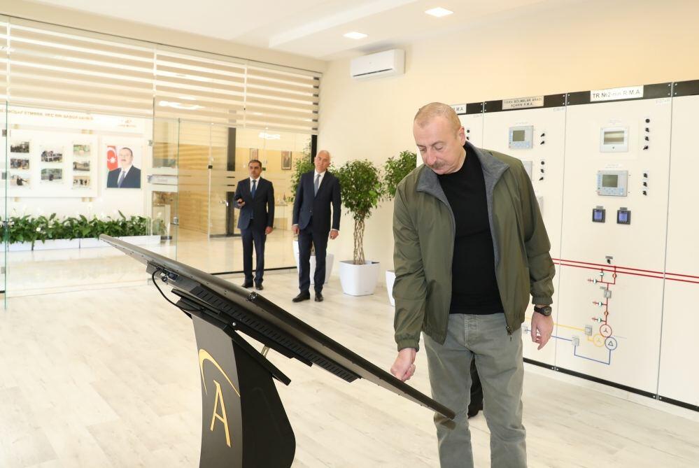 Президент Ильхам Алиев принял участие в открытии подстанции "Горчу" в Лачинском районе