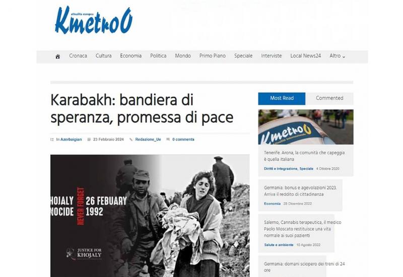 Итальянское издание пишет о Ходжалинском геноциде