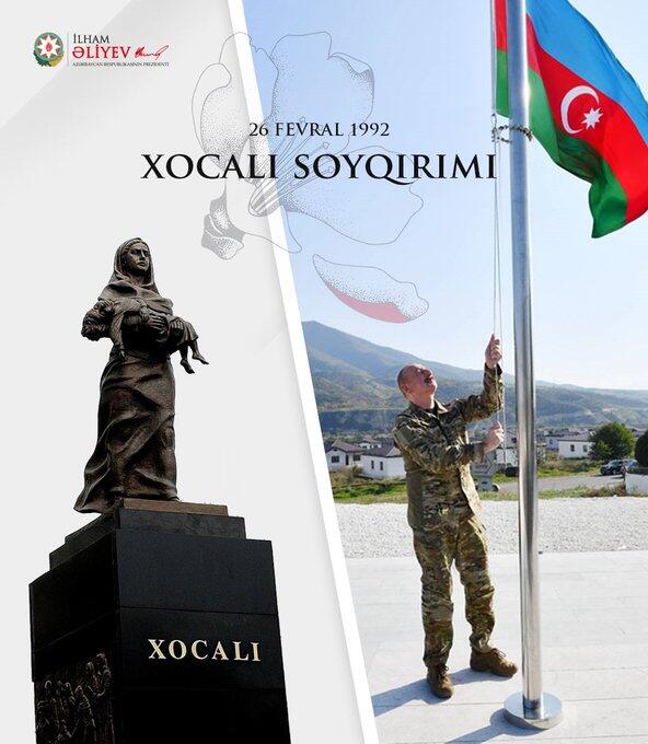 Президент Ильхам Алиев поделился публикацией в связи с 32-й годовщиной Ходжалинского геноцида
