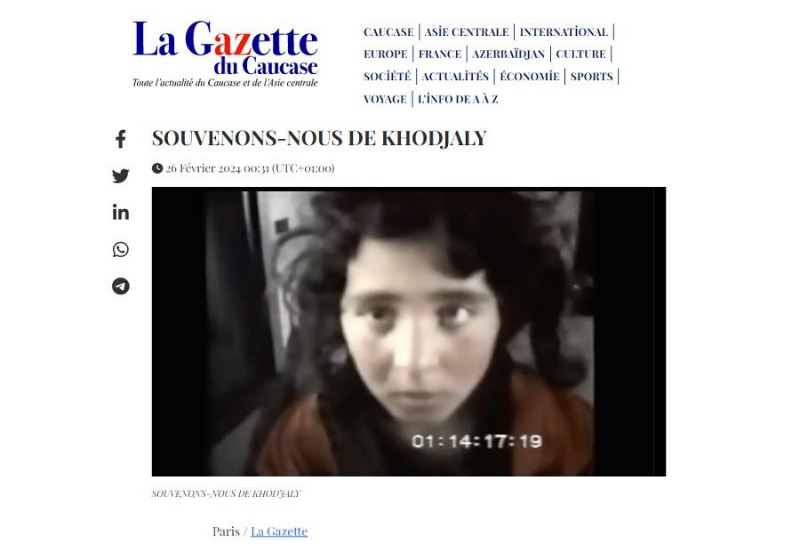 Французское издание La Gazette du Caucase опубликовало статью о Ходжалинском геноциде