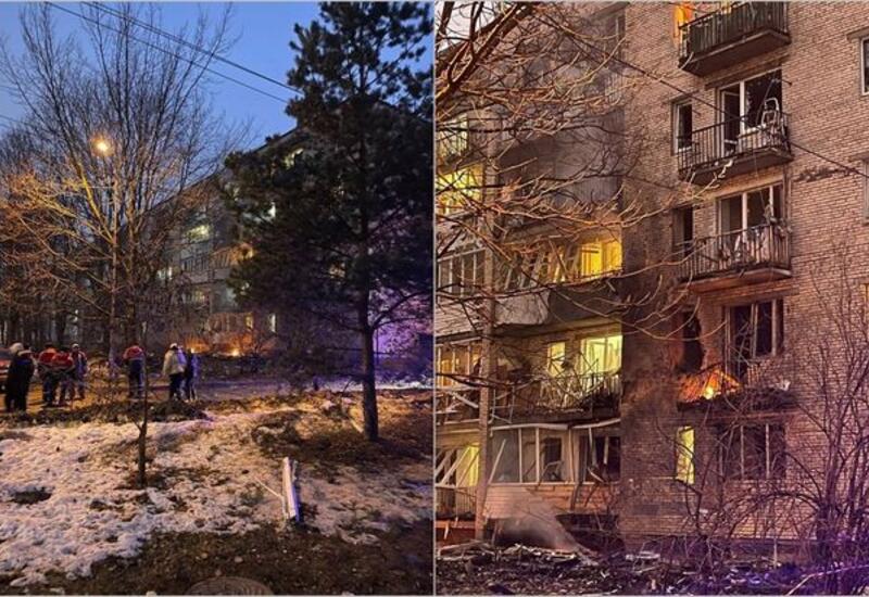 Момент взрыва беспилотника в Санкт-Петербурге