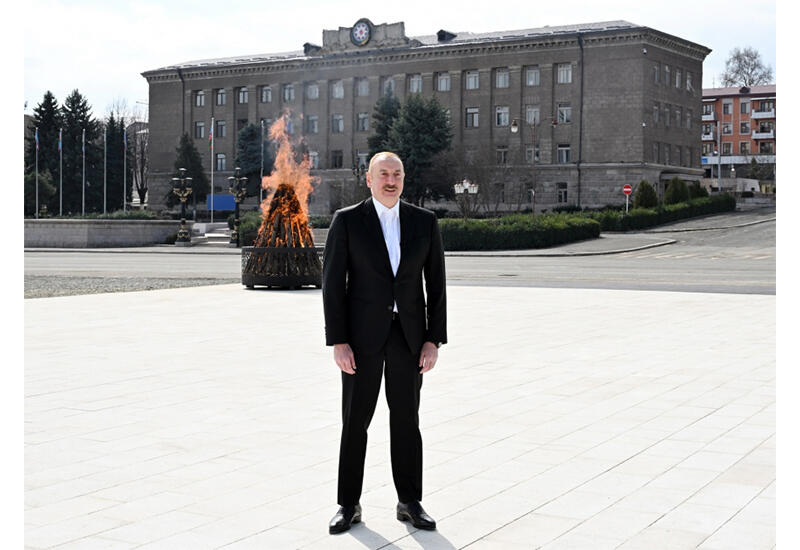 Prezident İlham Əliyev: Dördüncü dəfədir ki, bayram tonqalını azad edilmiş Qarabağda qalayıram