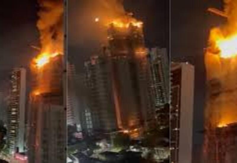 Мощный пожар охватил небоскреб в Бразилии