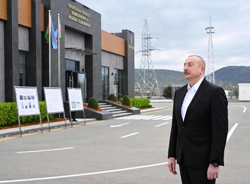 Президент Ильхам Алиев принял участие в открытии электроподстанции «Гаджиалылы» и Регионального учебного центра в Габалинском районе
