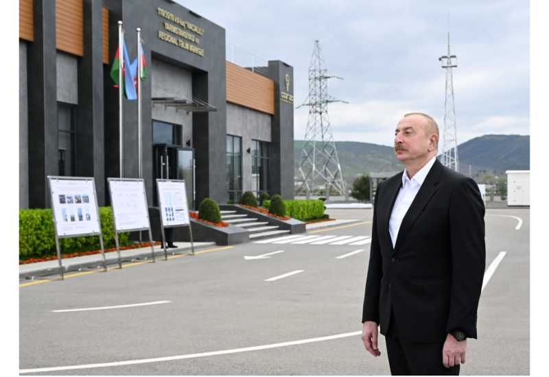 Президент Ильхам Алиев принял участие в открытии электроподстанции «Гаджиалылы» и Регионального учебного центра в Габалинском районе