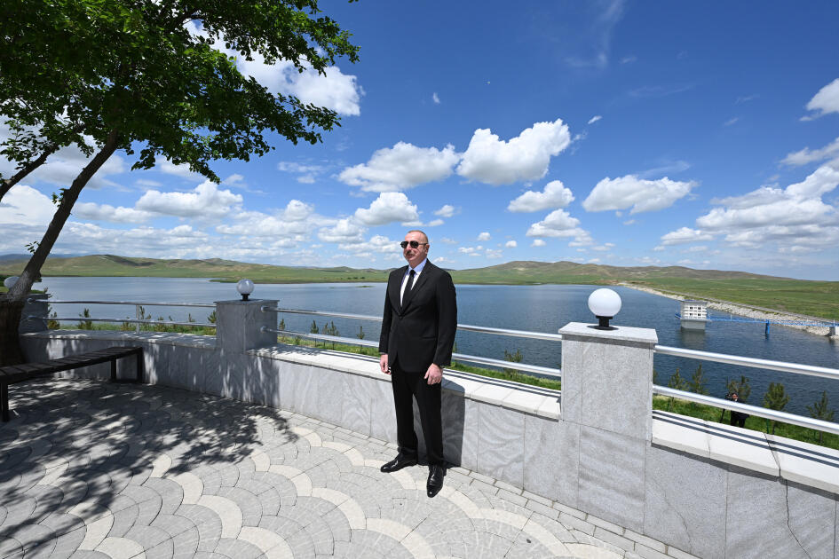 Президент Ильхам Алиев принял участие в открытии после ремонта и восстановления комплекса водохранилищ Кенделенчай в Физулинском районе
