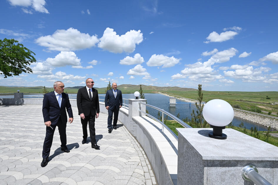 Президент Ильхам Алиев принял участие в открытии после ремонта и восстановления комплекса водохранилищ Кенделенчай в Физулинском районе