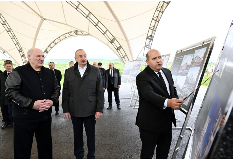Президент Ильхам Алиев и Президент Александр Лукашенко осмотрели разрушенные места города Физули и ознакомились с Генеральным планом города