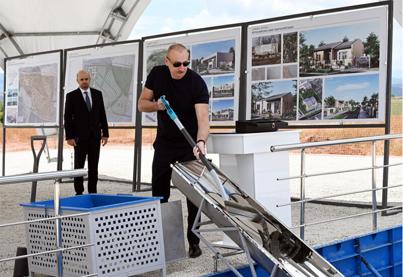 Президент Ильхам Алиев заложил фундамент сел Беюк Марджанлы, Кархулу и Сарыджаллы Джебраильского района