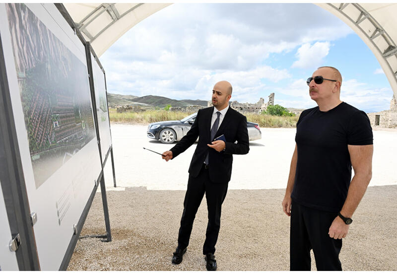 Президент Ильхам Алиев заложил фундамент села Машанлы Джебраильского района