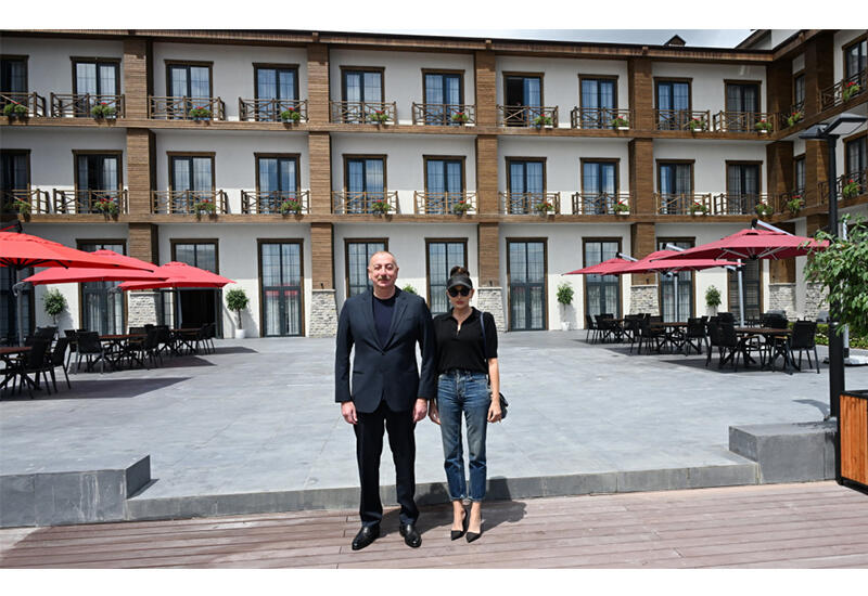 Президент Ильхам Алиев и Первая леди Мехрибан Алиева приняли участие в открытии отеля Ağalı в Зангиланском районе