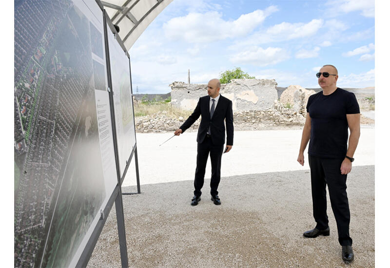 Президент Ильхам Алиев заложил фундамент села Кархулу Джебраильского района