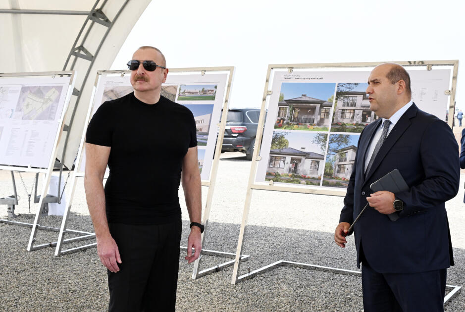 Президент Ильхам Алиев заложил фундамент села Тагибейли Агдамского района