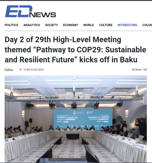 Зарубежные СМИ о 29-м Заседании высокого уровня «Путь к COP29: устойчивое и прочное будущее»
