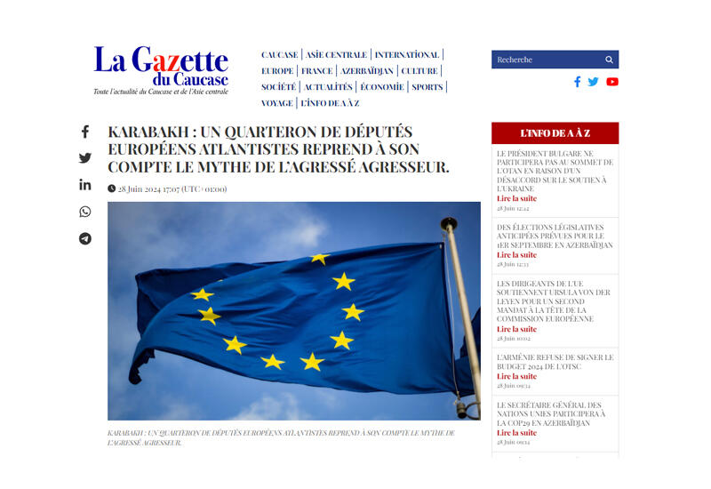 La Gazette du Caucase раскритиковала предвзятость в Европарламенте: