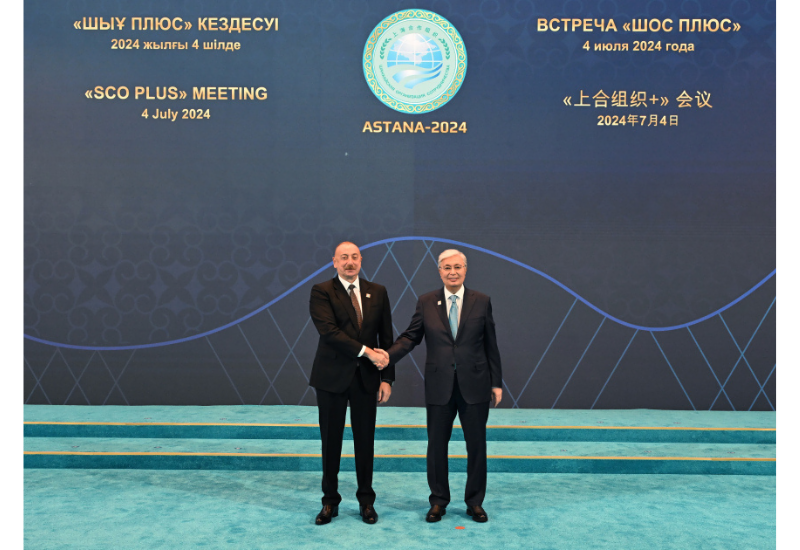 Президент Ильхам Алиев прибыл во Дворец Независимости города Астана для участия во встрече в формате "ШОС плюс"