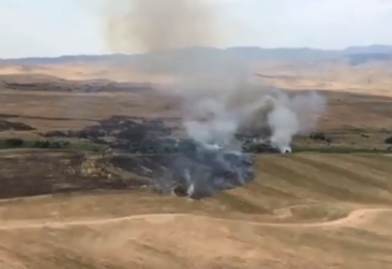 Пожар в Физули, задействованы 2 вертолета