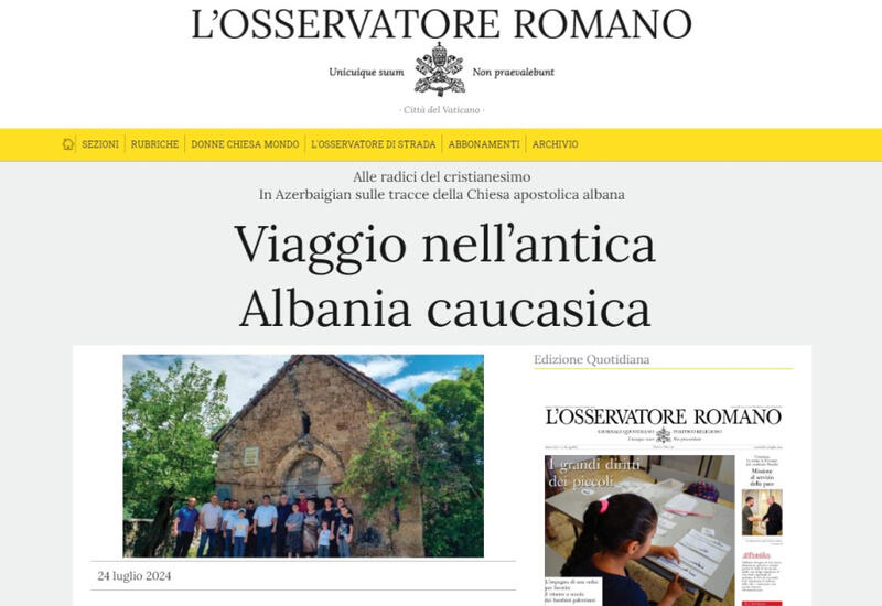 Ватиканская газета написала о христианской архитектуре Кавказской Албании на территории Азербайджана