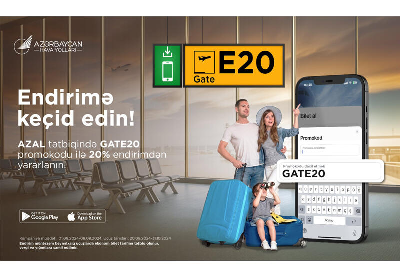 AZAL-dan “GATE20” promokodu ilə aviabiletlərə 20% endirim