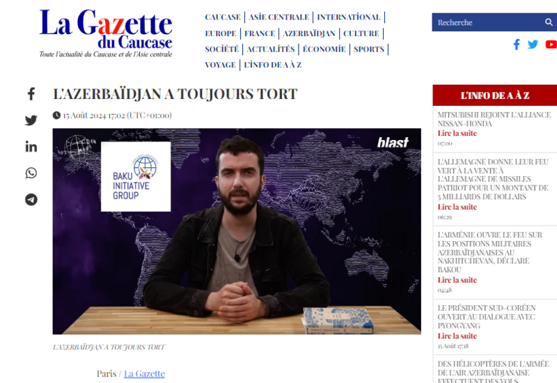 La Gazette du Caucase противостоит армянским СМИ во Франции