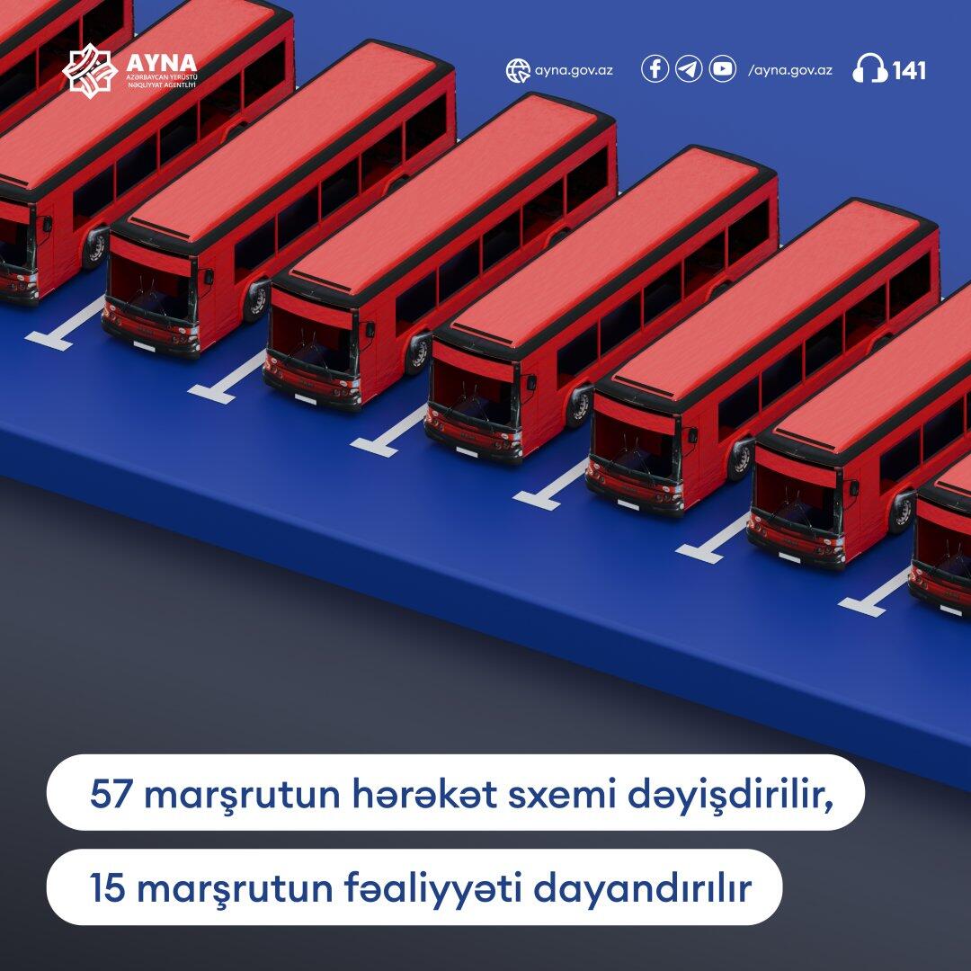 Bir sıra marşrut xətlərinin hərəkət sxemi dəyişdirilir, digərlərinin isə fəaliyyəti dayandırılır