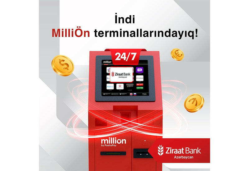 Ziraat Bank Azərbaycan müştərilərinə MilliÖn ödəniş terminalları vasitəsi ilə mədaxil imkanını yaratdı!