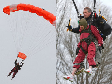 100-летняя бабушка отметила юбилей прыжком с парашютом - ФОТО