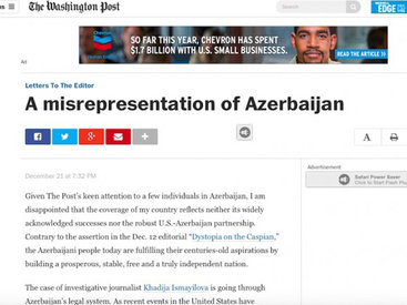 Посольство Азербайджана в США обвинило The Washington Post в предвзятости